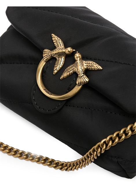 black calf leather recycled nylon quilted finish Love Micro Puff bag  PINKO | 100041-A0MTZ99Q