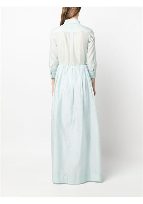 mint green cotton and silk asymmetric flared maxi shirtdress  SARA ROKA | EDNA LONG-S1Q7153-SA2022511