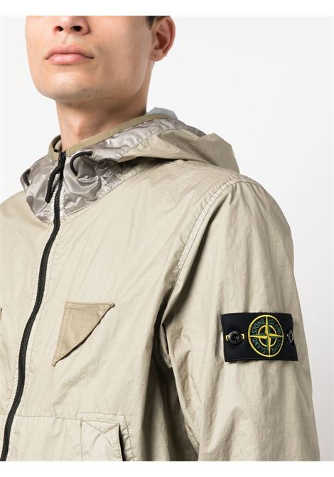 light beige zip-up jacket Stone Island logo STONE ISLAND | 781540723V0092