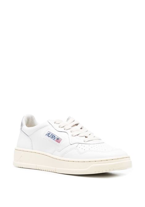 White and silver leather low-top sneakers  AUTRY | AULW-LL05WHT/SILVER