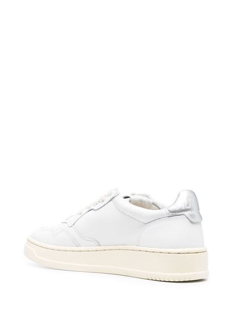 White and silver leather low-top sneakers  AUTRY | AULW-LL05WHT/SILVER