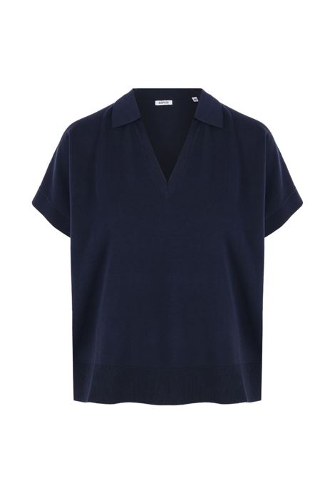 Blue cotton yarn polo shirt ASPESI | 3224-337101098