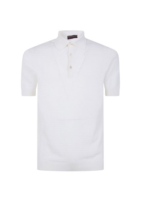 White cotton yarn polo FILIPPO DE LAURENTIIS | PL1MC-CR14T020