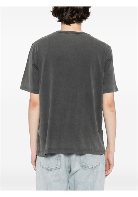 Charcoal gray distressed cotton T-shirt MAISON KITSUNE | PM00124KJ70360519