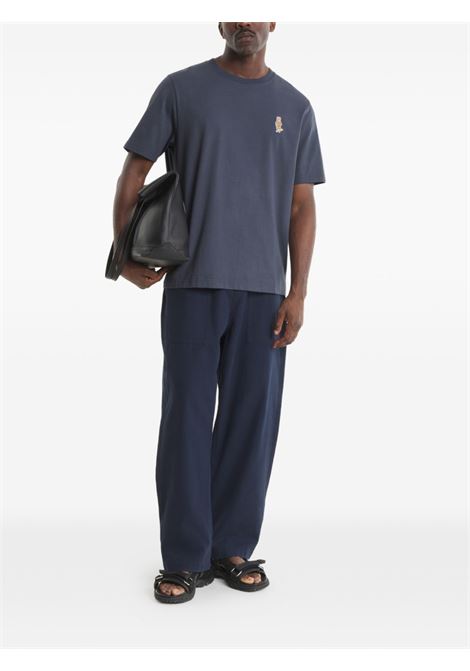 Blue washed cotton T-shirt MAISON KITSUNE | QM00101KJ70250422