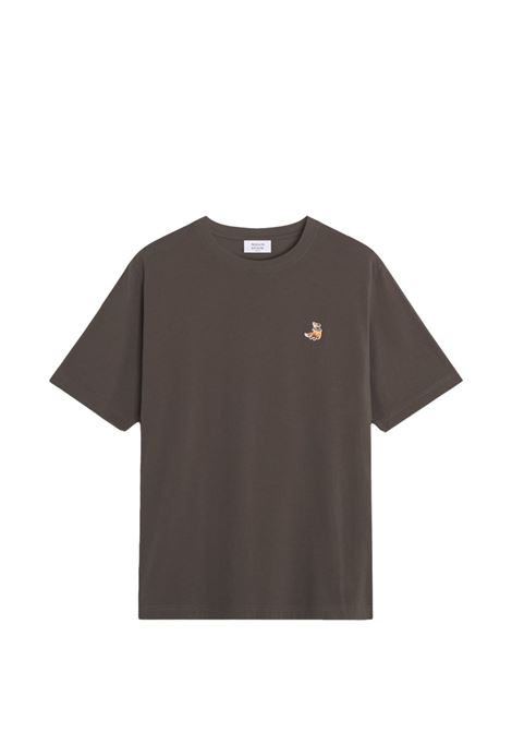 Mud-colored cotton T-shirt MAISON KITSUNE | QM00102KJ70260453
