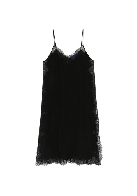 Long black top with lace MES DEMOISELLES | BALMACHARCOAL