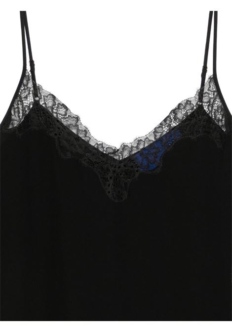 Long black top with lace MES DEMOISELLES | BALMACHARCOAL