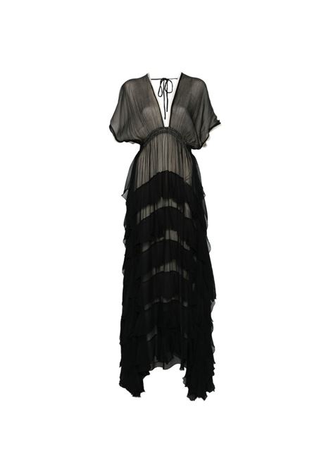 Black long ruffled dress MES DEMOISELLES | CHARLOTTEBLACK ECRU