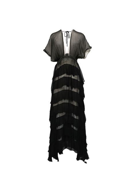 Black long ruffled dress MES DEMOISELLES | CHARLOTTEBLACK ECRU