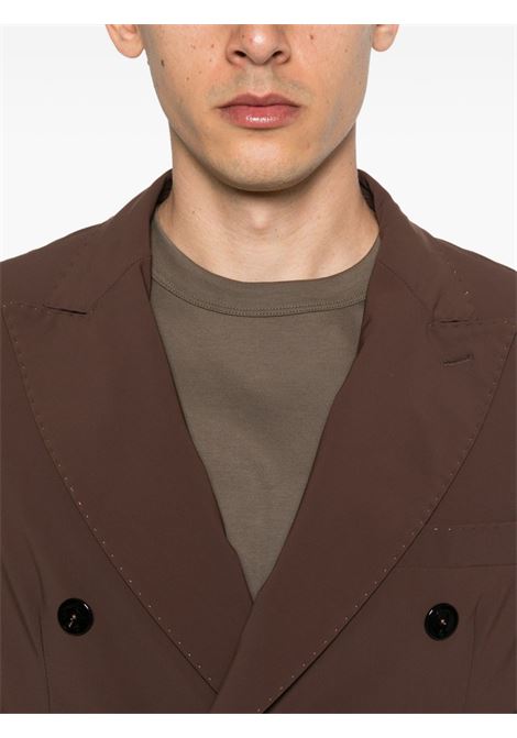 Dark brown double-breasted Lycra jacket PMDS | JK3782/568-ERITEA0092