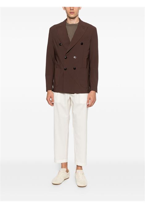 Dark brown double-breasted Lycra jacket PMDS | JK3782/568-ERITEA0092