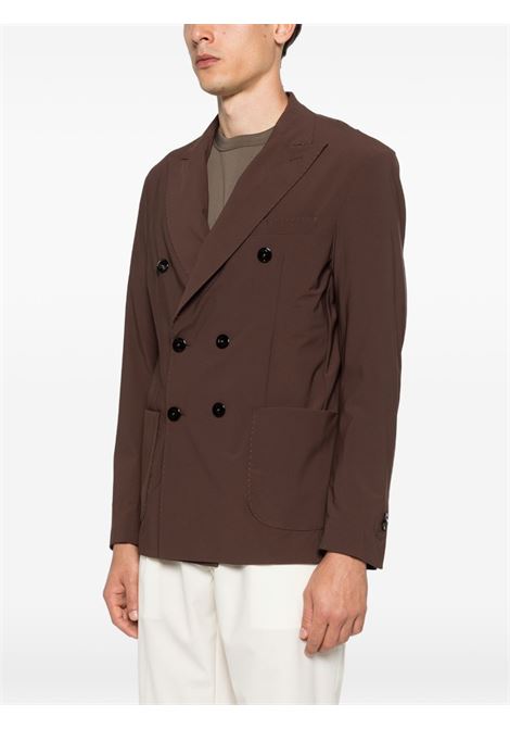 Dark brown double-breasted Lycra jacket PMDS | JK3782/568-ERITEA0092