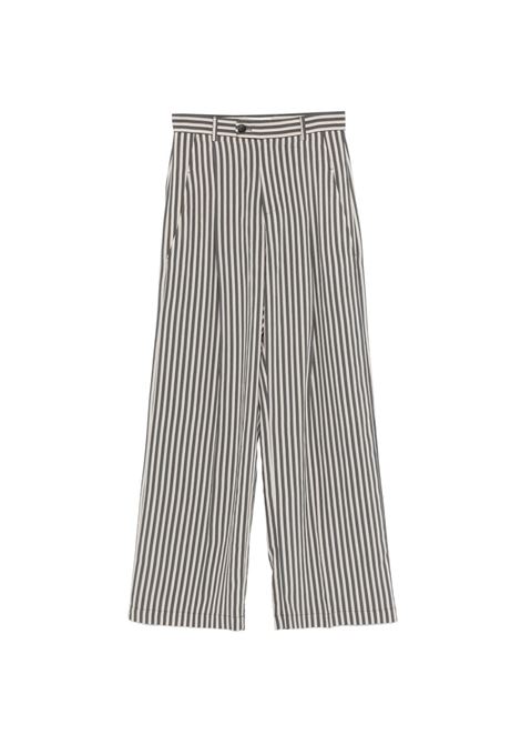 Pantalone viscosa a righe ecru/grigio TELA | TRAVIS-140275-010539Y001
