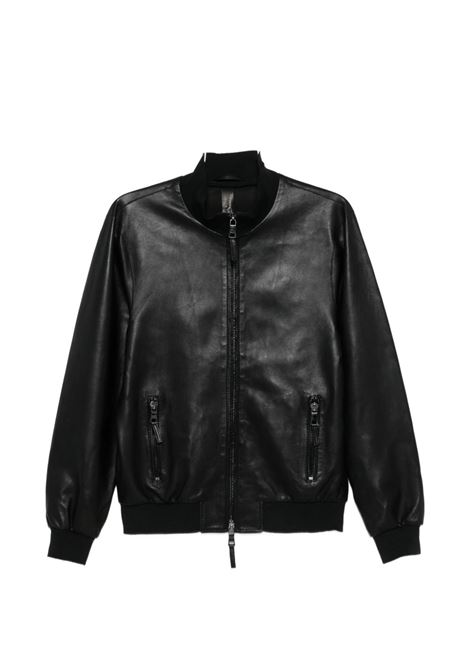 Black leather jacket THE JACK | DEREK SEAMLESS-PLONGEE20