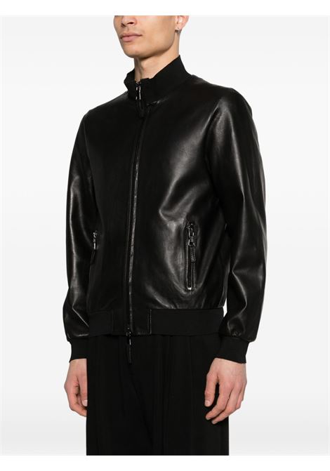 Black leather jacket THE JACK | DEREK SEAMLESS-PLONGEE20