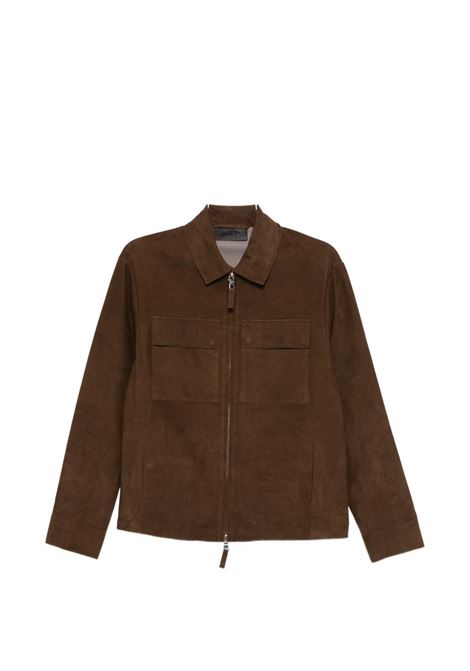 Brown suede jacket THE JACK | TARRAGON-THIN SUEDE126