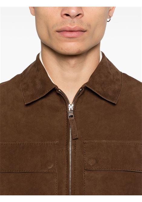 Brown suede jacket THE JACK | TARRAGON-THIN SUEDE126