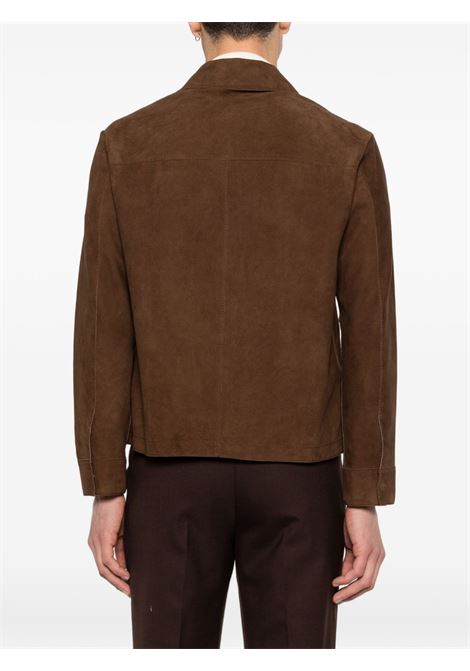 Brown suede jacket THE JACK | TARRAGON-THIN SUEDE126