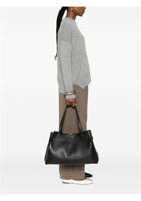 Borsa Gyoza Tote in pelle nera YUZEFI | GYOZA TOTE-YUZPF25-HB-GZTL034