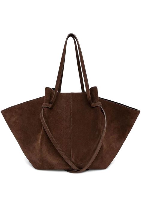 Large Mochi bag in brown suede leather YUZEFI | LARGE MOCHI-YUZAW23-HB-LMS004