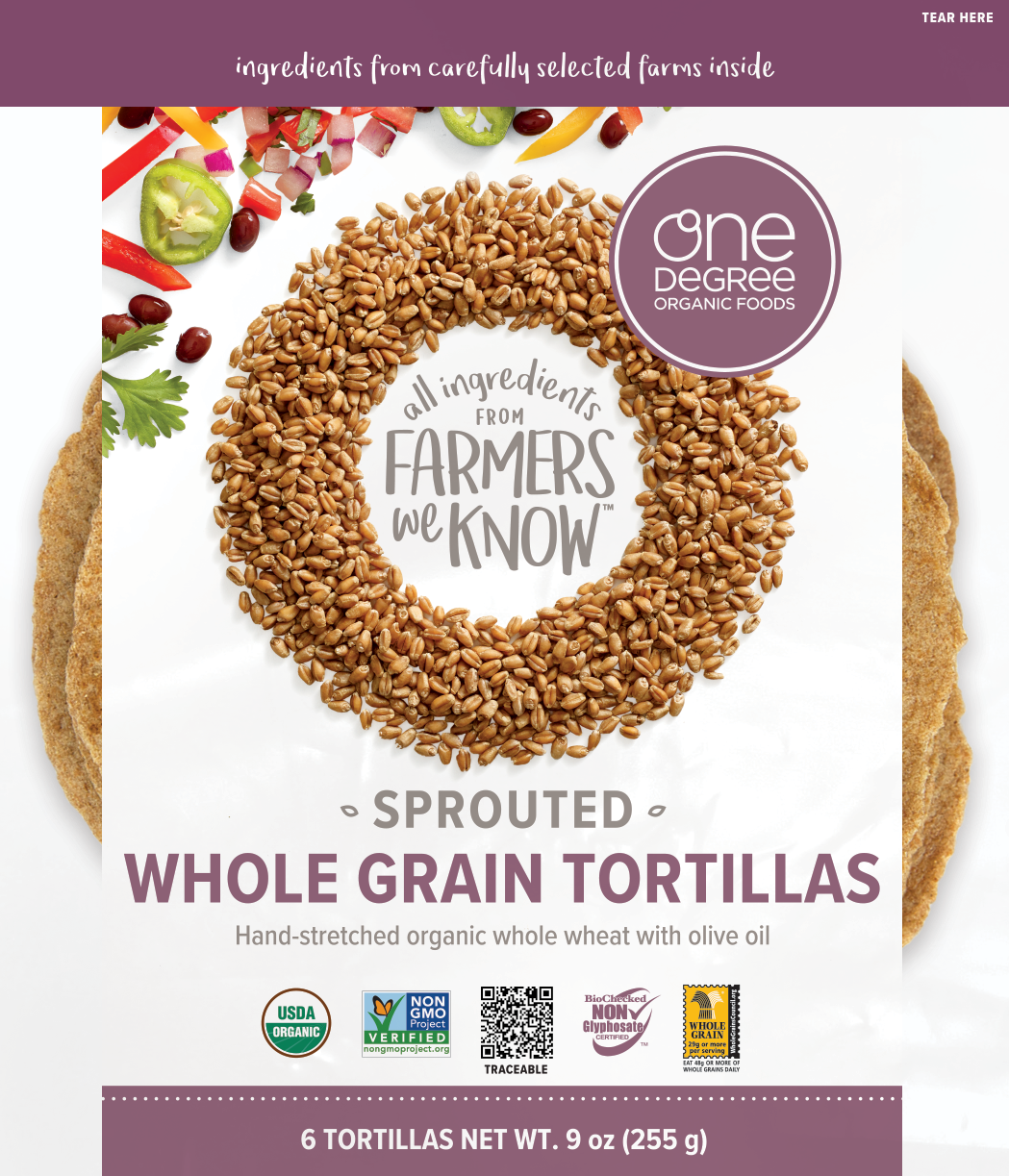 Heritage Whole Grain Tortillas One Degree Organics