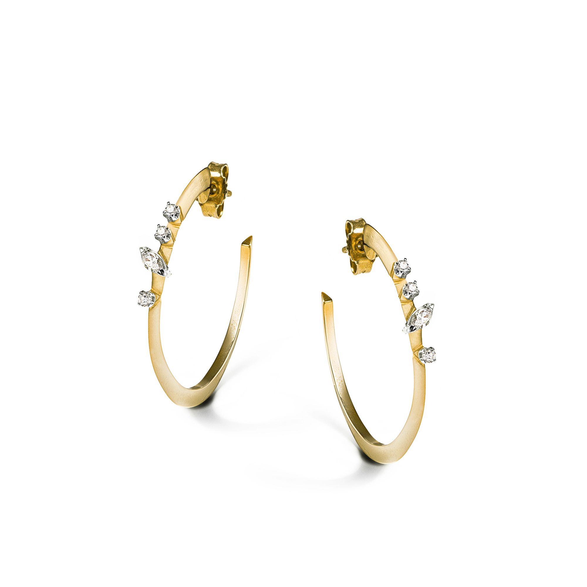 Orecchini A Cerchio In Oro Giallo 14k Con Diamanti Blu 0,30 Ct - DazzlingRock Collection