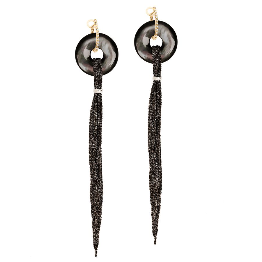 Oval earrings with burnished fringes BALANCE | OR OVAL MEDIAU18G CT 0,18