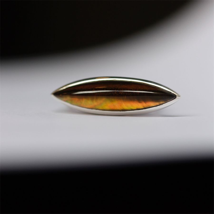 Cognac-colored quartz shuttle ring AURUM | AN1 NAV ARG-QRZO COGNAC