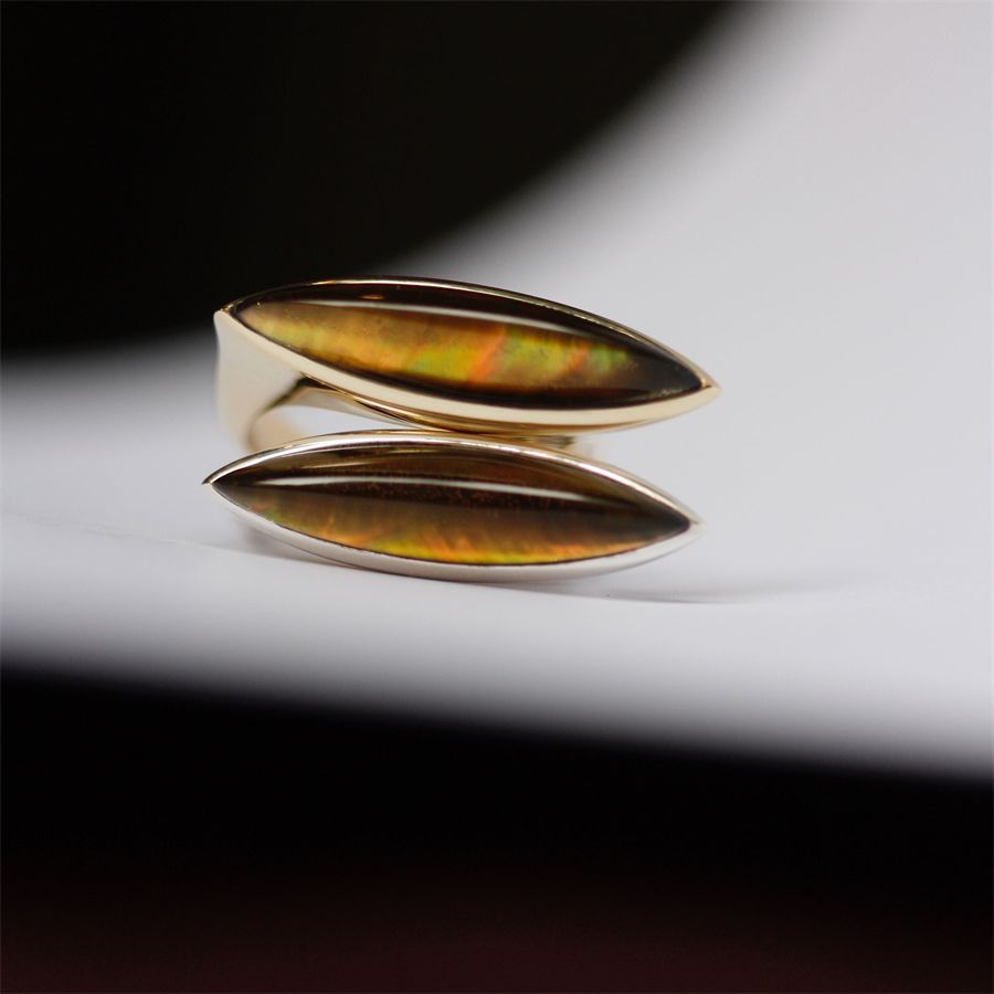 Bronze ring with a cognac-colored pendant AURUM | AN1 NAV BROQRZ COGNAC