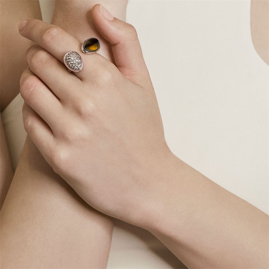 Anello Goccia 2 elementi AURUM | AN2 GC ARG ORO BRILLARG AU18G CT.0,59