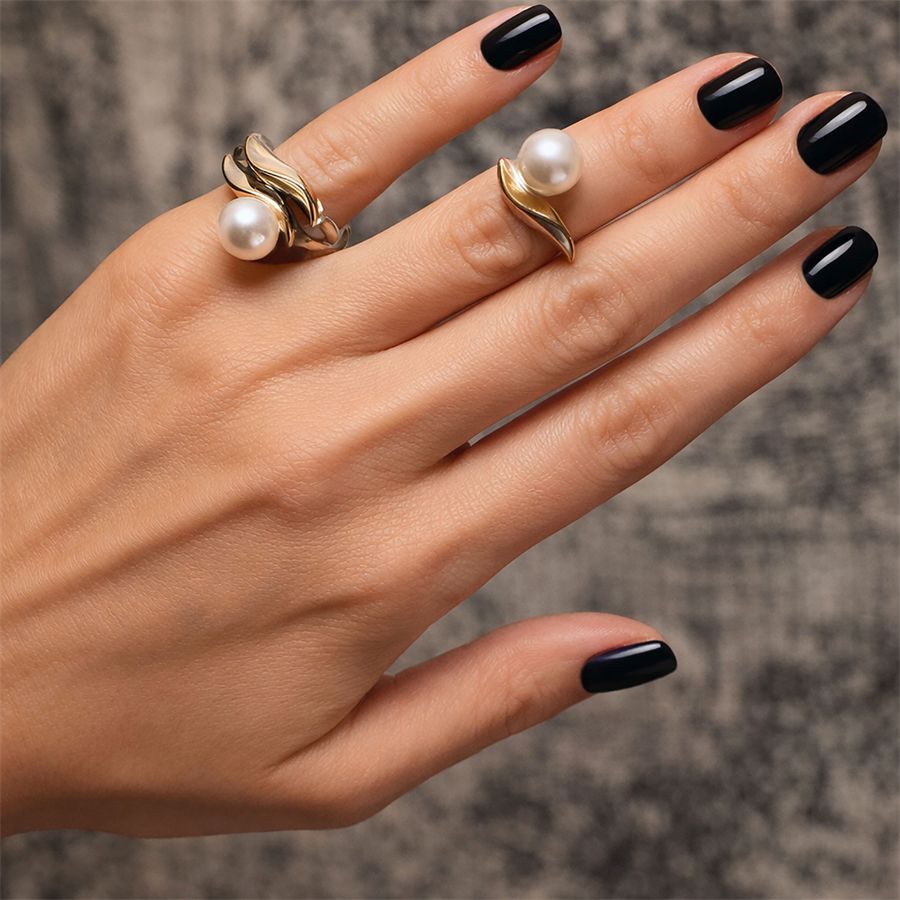 Double ?Flame? ring with pearl, silver base FLAME | AN2 PRLB ARG