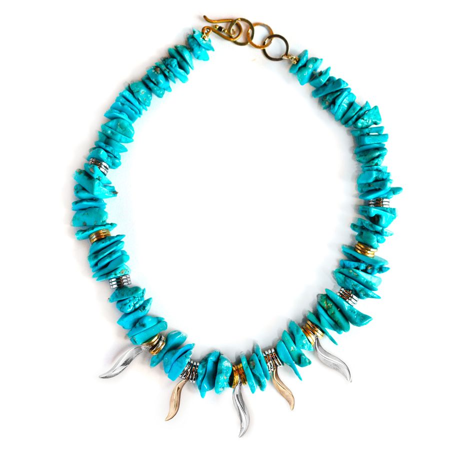 Collana girocollo in turchese ed ematite FLAME | CL EMATTURCH CORTA