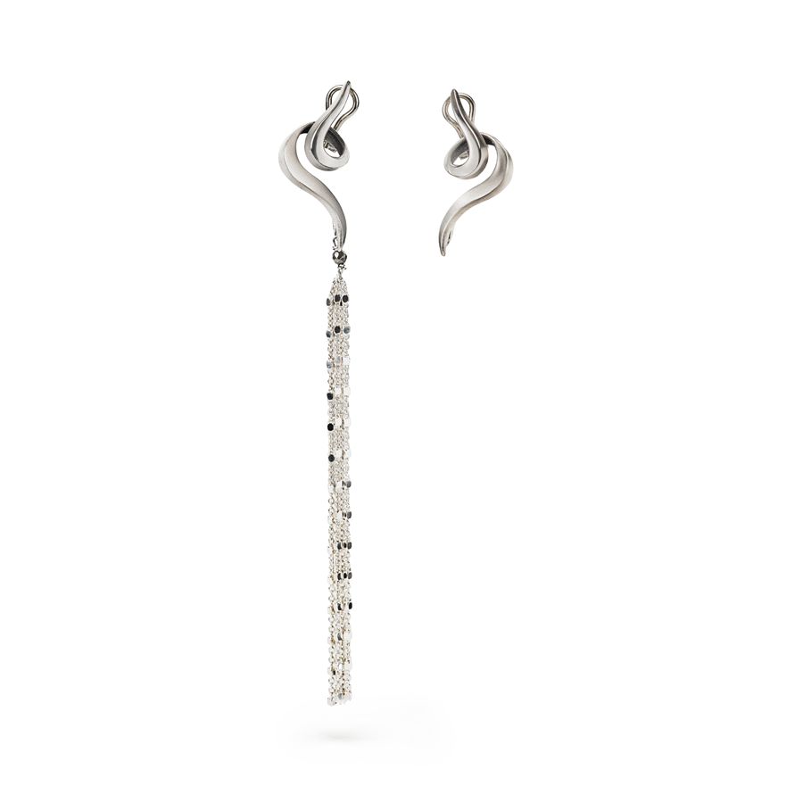 'Snake' Earrings in Satin-Finish and Polished Silver REVERSO | OR SNAKEARG
