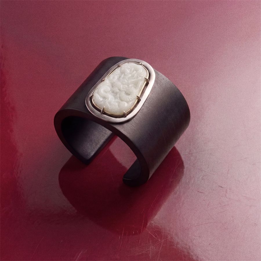 Ebony and jade bracelet with double setting Totem | BR EBAGN-BR