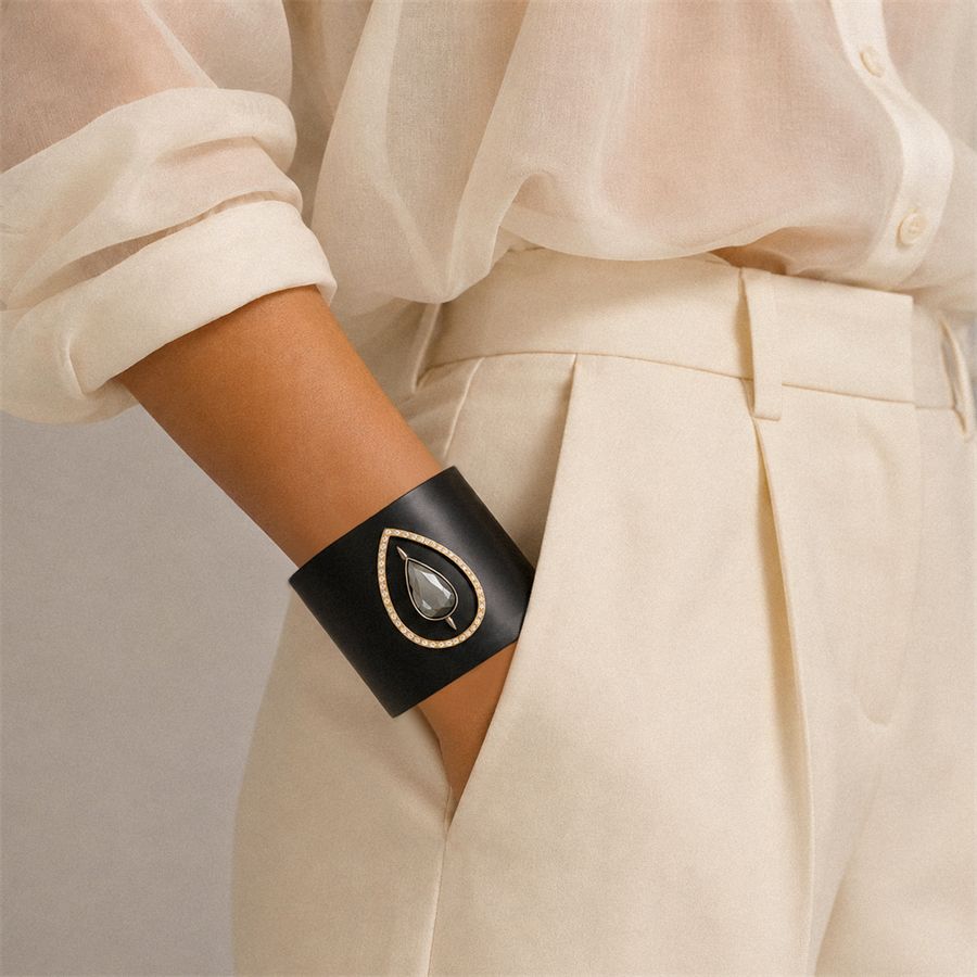 Bracciale in ebano e oro giallo con brillanti Totem | BR EBGOCCIA PV BRILL