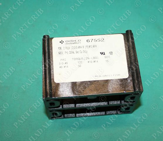 Gould Shawmut, 67552, Ferraz Power Distribution Wire Wiring Block 2 Pole 600V