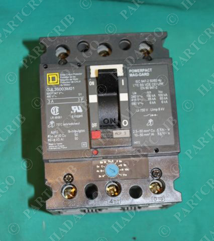 Square D, GJL36003M01, Motor Circuit Protector 3A 600Y/247V