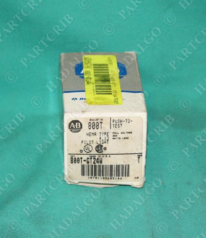 Allen Bradley, 800T-QT24W, White Switch Button  Pilot Light Push To Test 24V White