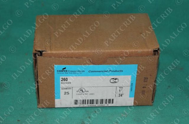 Crouse-Hinds, 260, 1"-3/4" 1 .75" Reducer Thread Adapter Steel Conduit Box of 25
