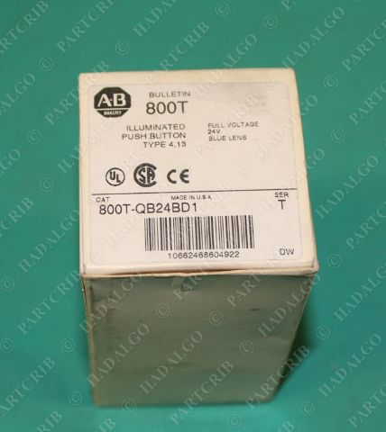 Allen Bradley, 800T-QB24BD1, 30mm Illuminated Push Button 24V Blue Ser. T Type 4,13