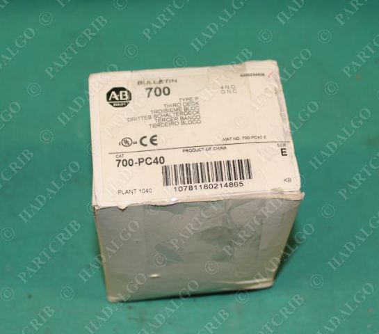 Allen Bradley, 700-PC40, 700PC40 Third Adder Deck Type P 4NO 0NC Ser. E Relay