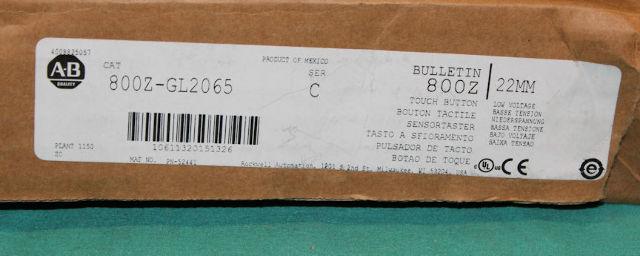 Allen Bradley, 800Z-GL2065, Electronic Palm, Touch Button 22MM