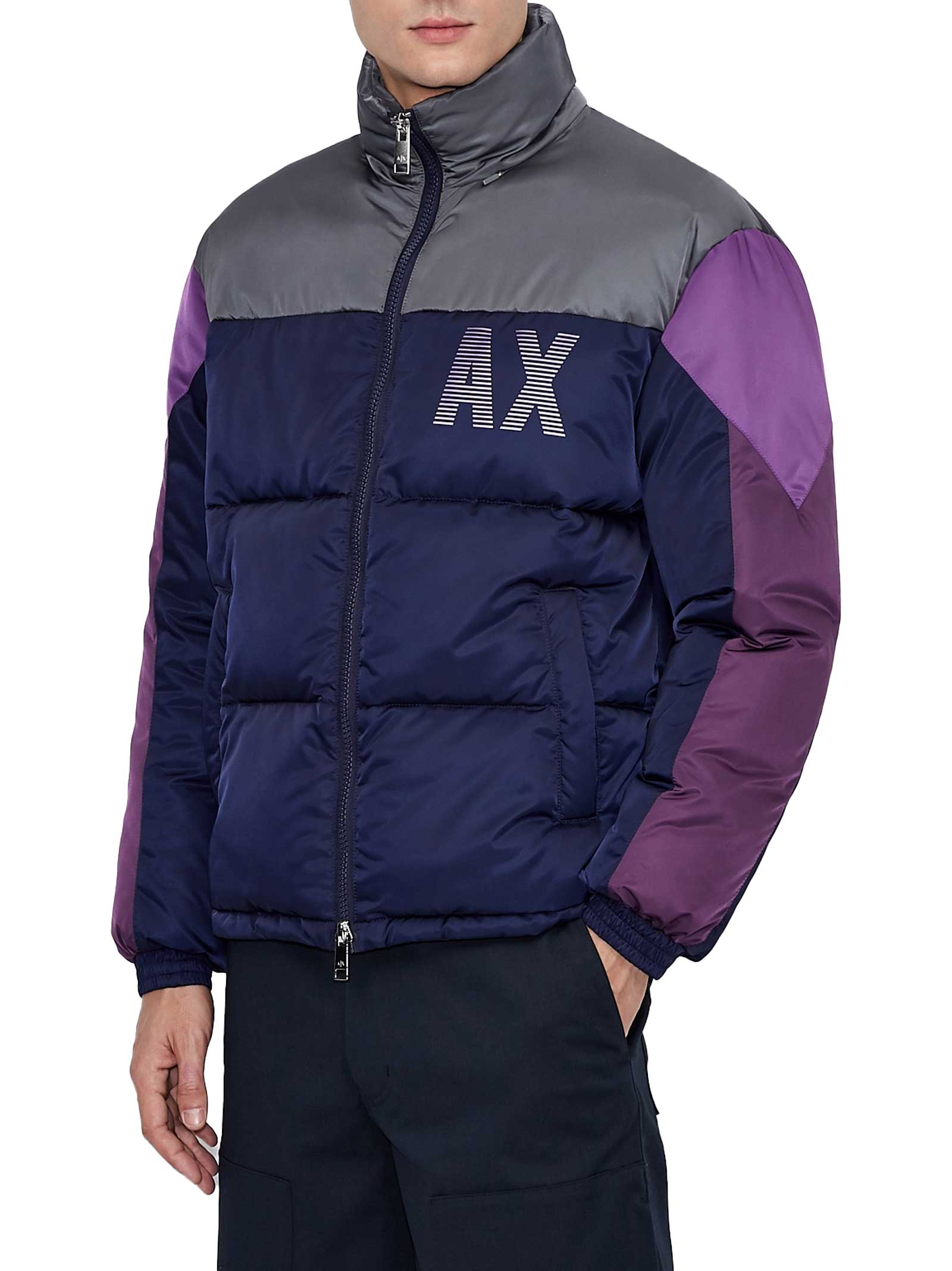 GIUBBOTTO UOMO ARMANI EXCHANGE PIUMINO COLORE EVENING NERO GRIGIO VIOLA -  ARMANI EXCHANGE - PJ By Iannuzzi