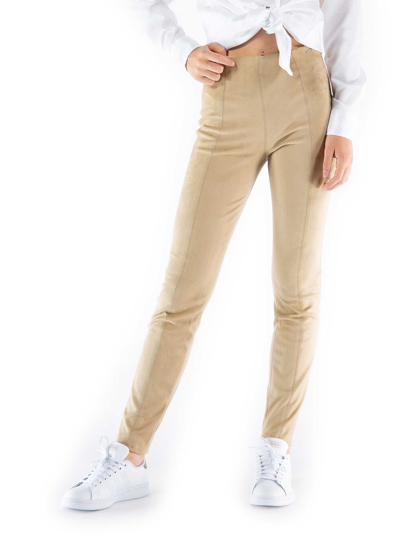 PANTALONI DONNA GUESS SIMIL PELLE SCAMOSCIATA COLORE BEIGE - GUESS - PJ By  Iannuzzi