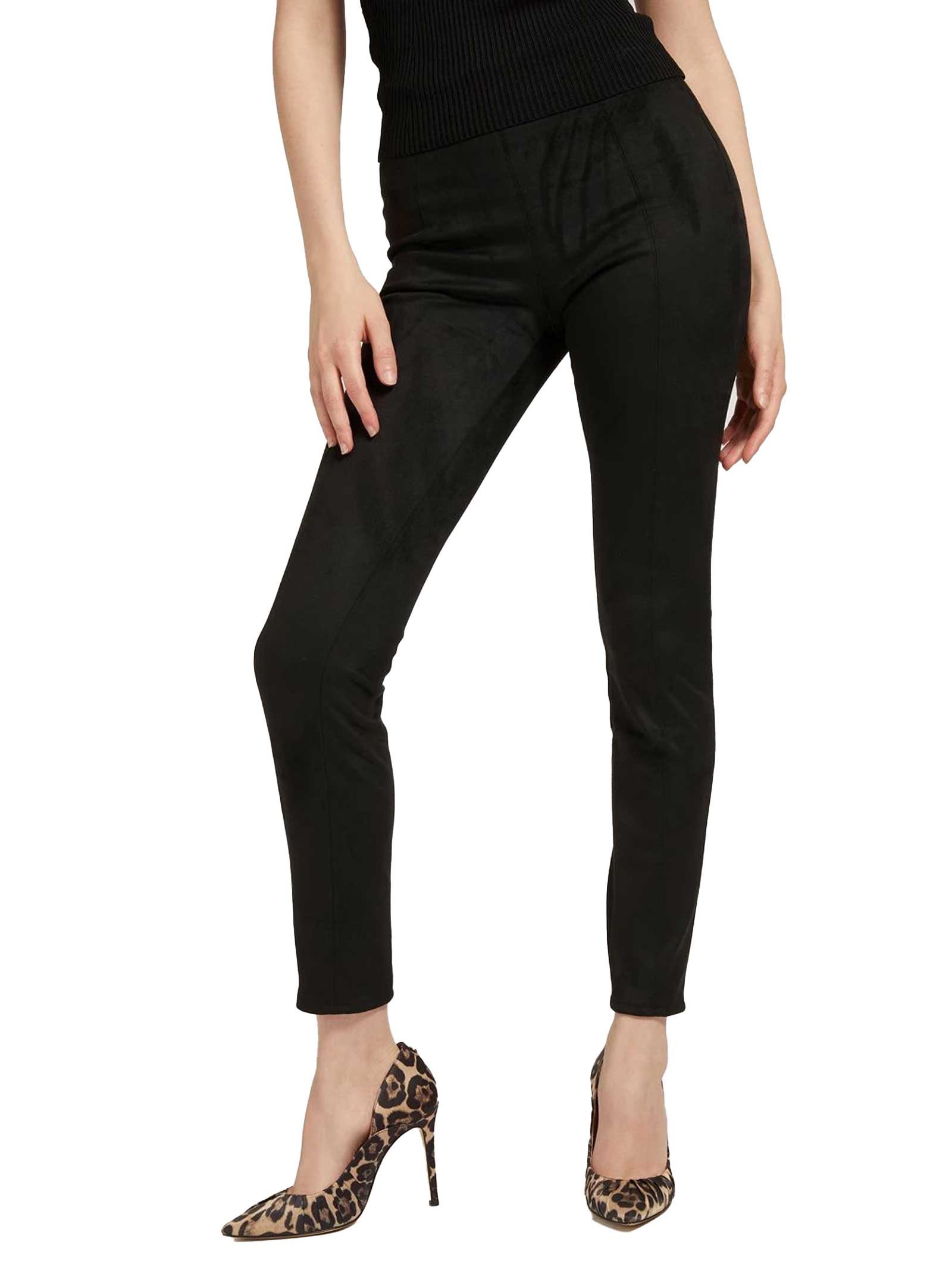 PANTALONI DONNA GUESS LEGGINS SIMIL PELLE SCAMOSCIATA COLORE NERO - GUESS -  PJ By Iannuzzi