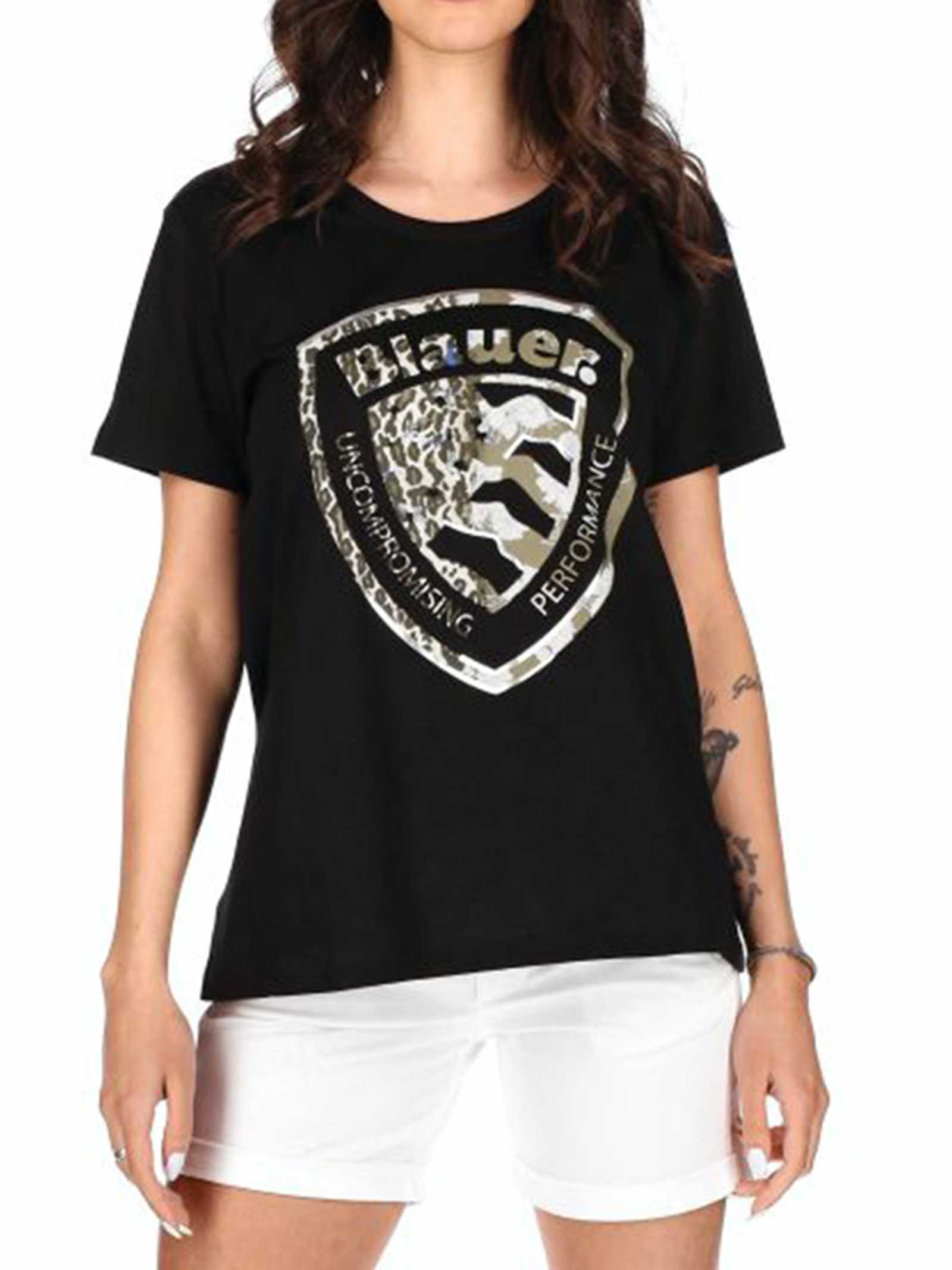 T-SHIRT BLAUER DONNA COLORE NERO CON STAMPA LOGO - BLAUER - PJ By Iannuzzi