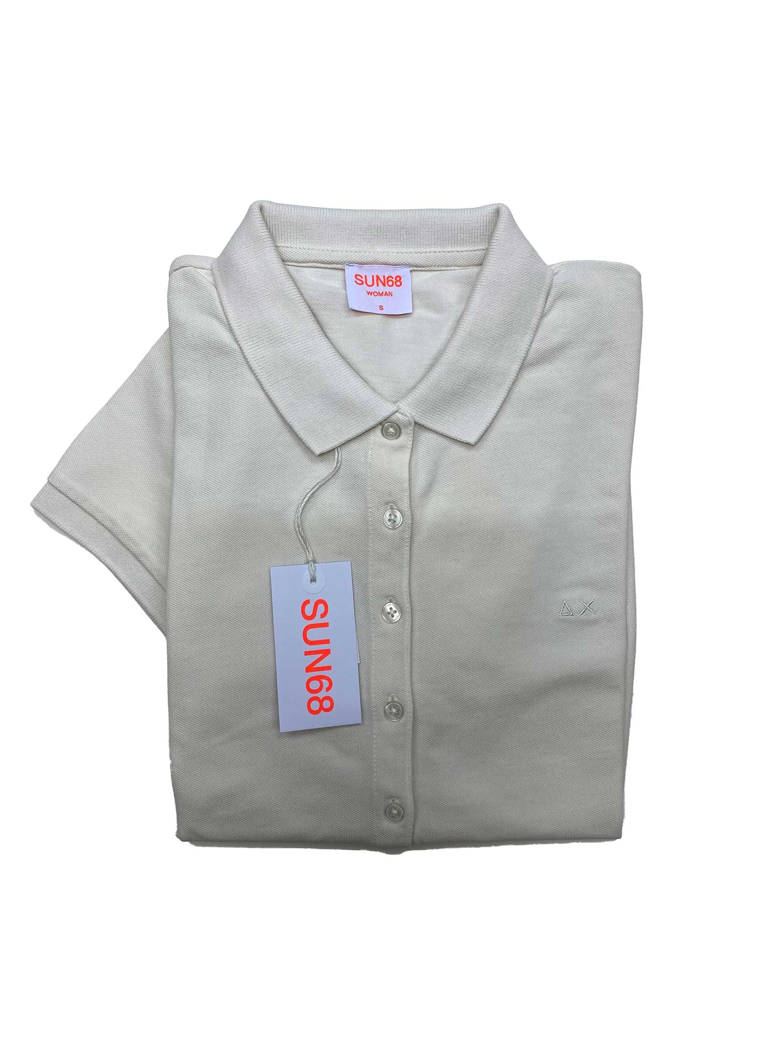 POLO DONNA SUN68 COTONE LOGO RICAMATO COLORE BEIGE - SUN68 - PJ By Iannuzzi