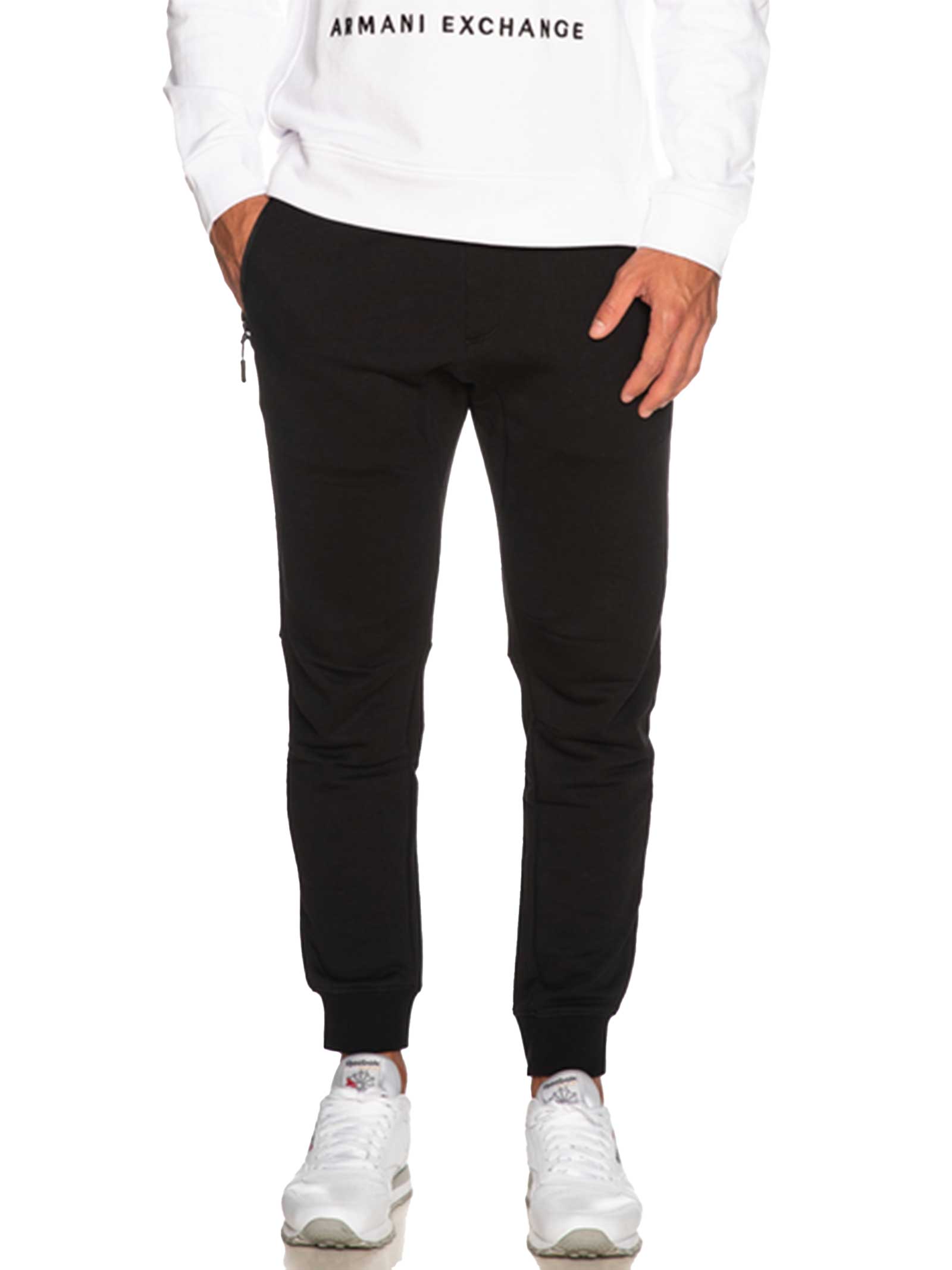 PANTALONI UOMO ARMANI EXCHANGE FELPA GARZATA COLORE NERO - ARMANI EXCHANGE  - PJ By Iannuzzi