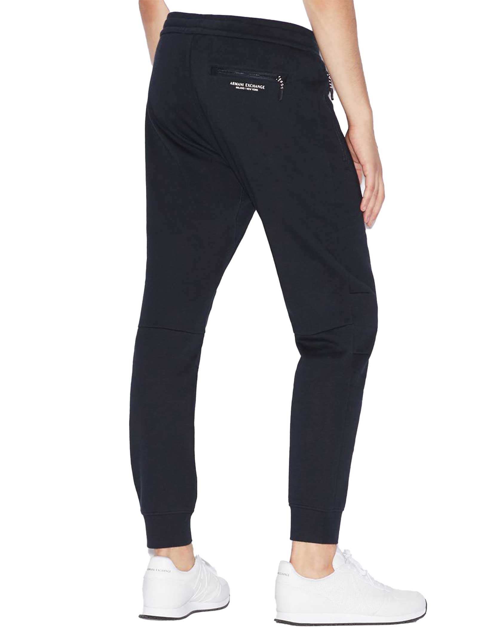 PANTALONI UOMO ARMANI EXCHANGE TUTA FELPA GARZATA CON LOGO COLORE BLU - ARMANI  EXCHANGE - PJ By Iannuzzi